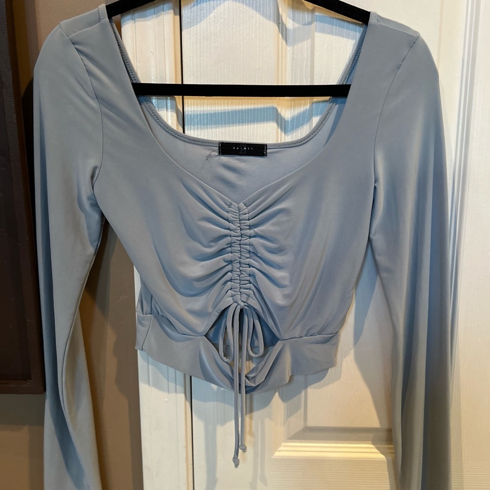 Stylish Gray Ruched Crop Top